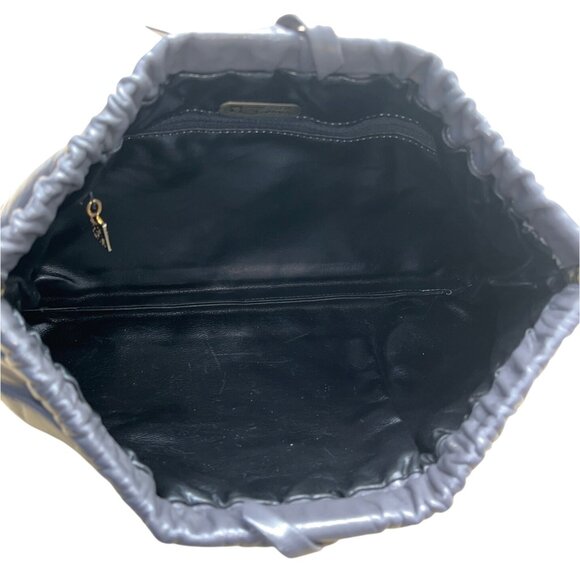 Anne Klein For Calderon Grey Leather With Drawstring Detail Crossbody Bag Sz S - Picture 5 of 9